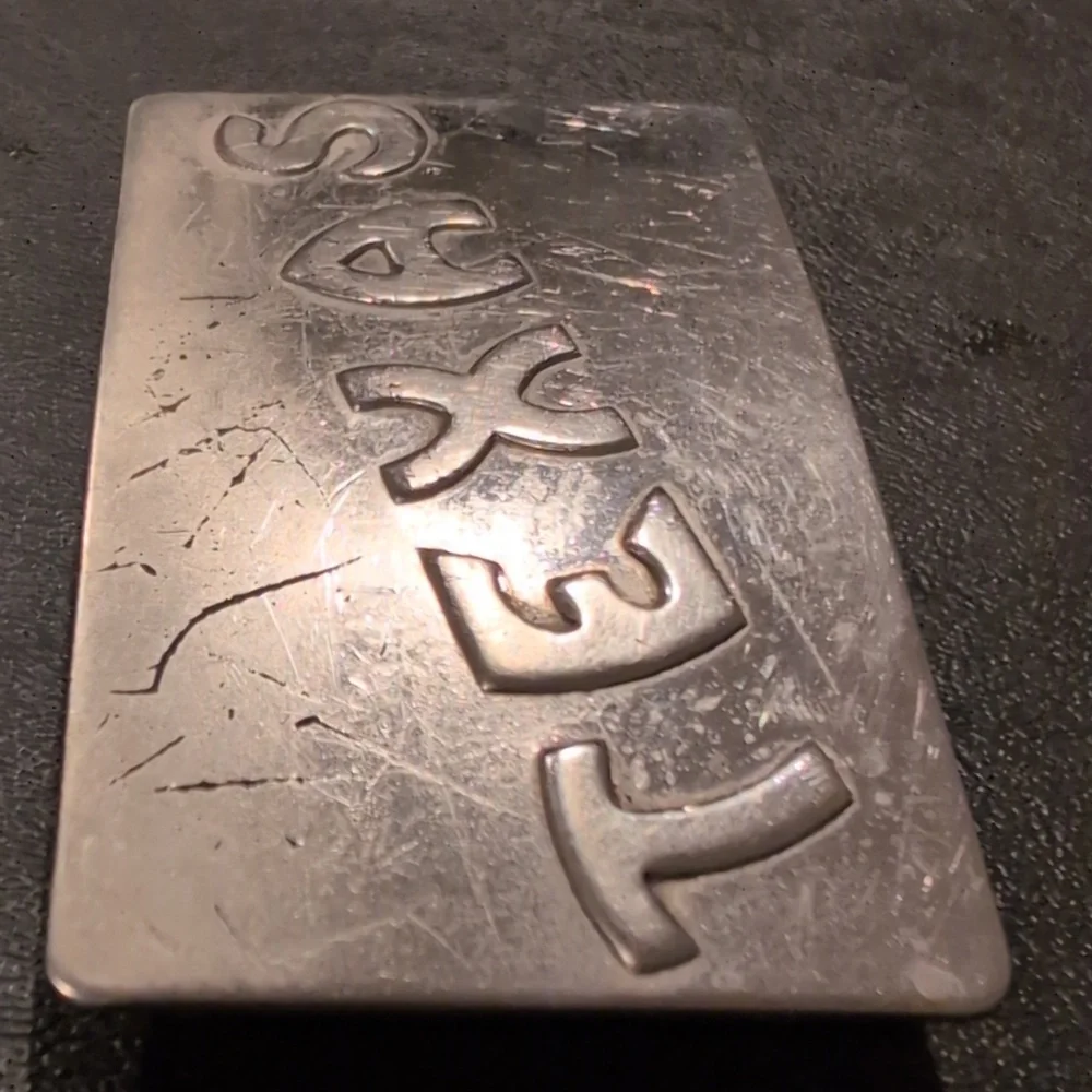 Texas Belt Buckle. Texas In Raised Letters. Priced Low Due To Scratches